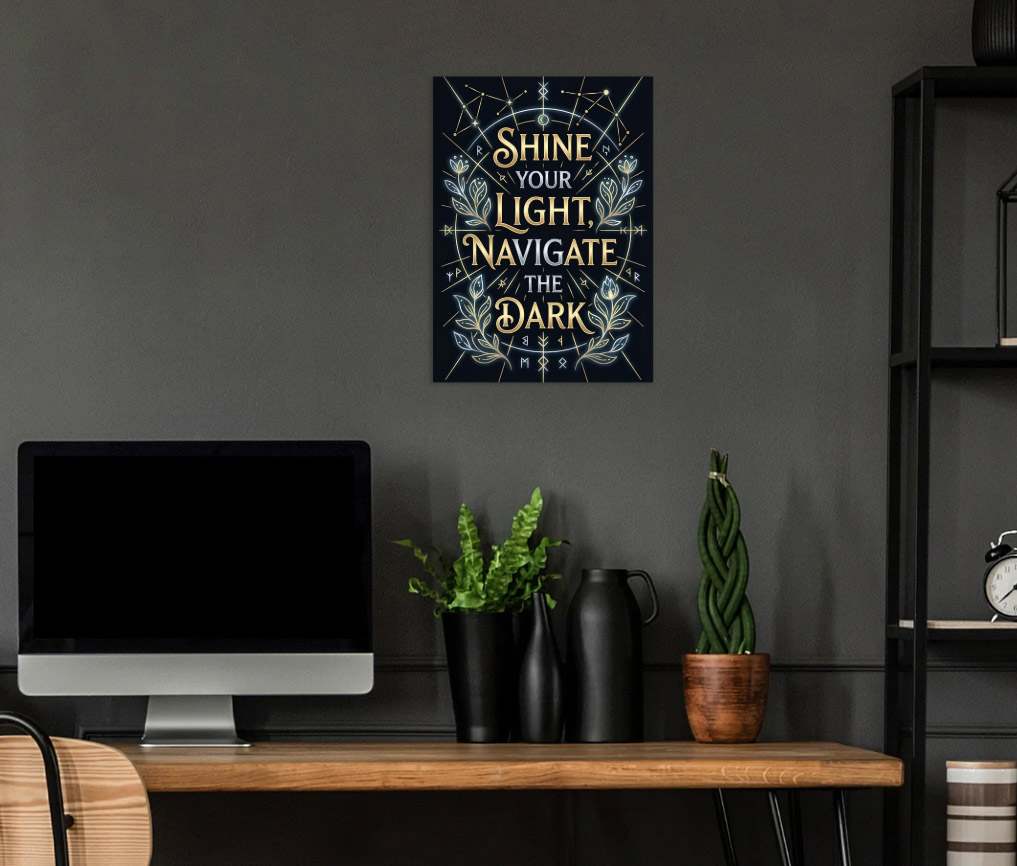 Shine Your Light, Navigate the Darkness — metal poster wall art by Lineer